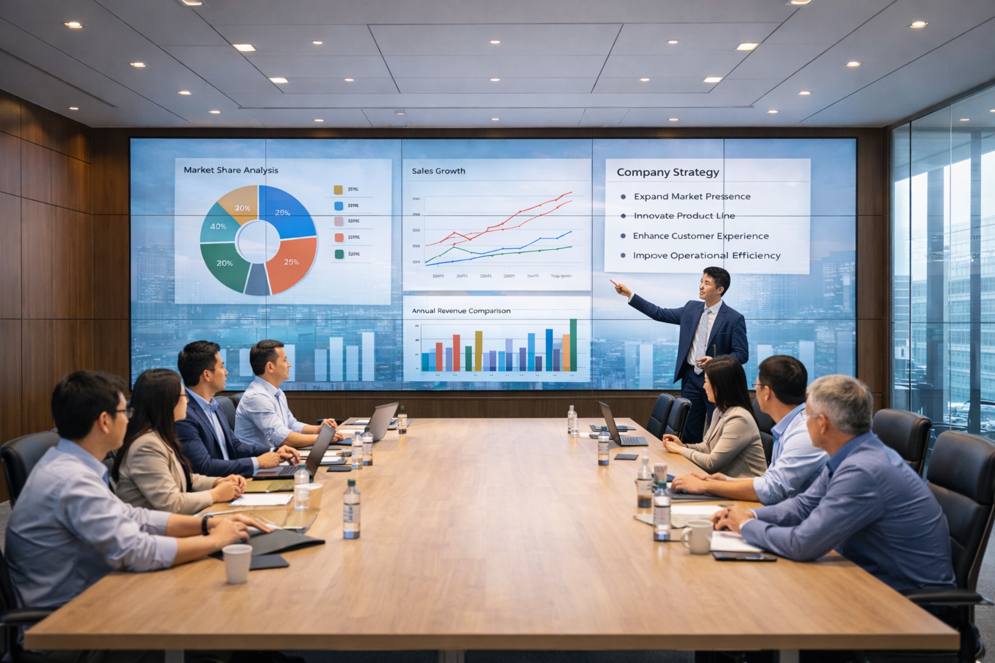 Boardroom Videowall solution in Singapore for executive presentations