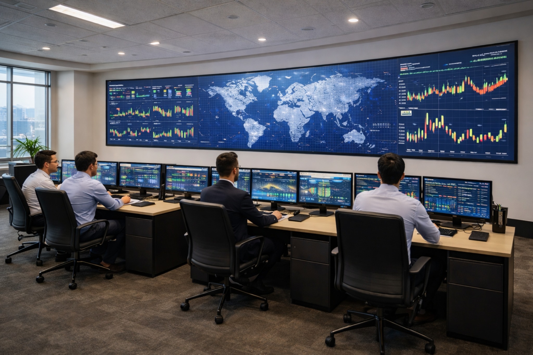 Trading Room Videowall solution in Singapore for monitoring and control